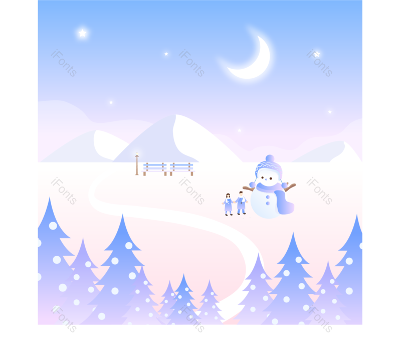 雪山图片,围巾元素,路灯PNG,雪景免抠素材